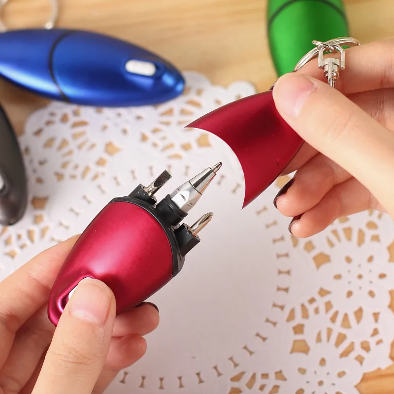 

1 шт. креативная многофункциональная отвертка, шариковая ручка со стандартной мини-переносной брелок, 1 мм наконечник, ручка для подписи