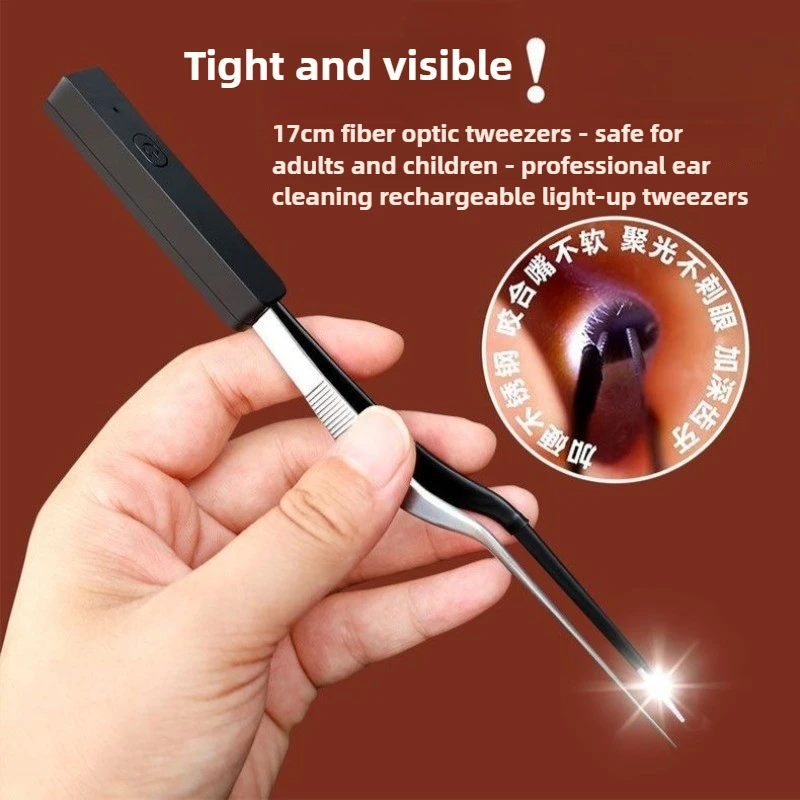USB Rechargeable Children Ear Scoop Luminous Earwax Tweezers Silicone Visual Cerumen Hook Charging Ear Cleaner Tools