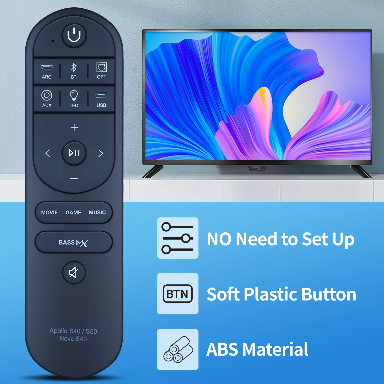 Télécommande De Rechange Pour Barre De Son ULTIMEA Apollo, S40, S50, NOVA - Compatible 2.2 Et 4.1 Canaux
