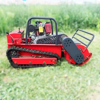 Motore diesel di grande potenza Piccolo robot tagliaerba Larghezza di taglio 80 cm 100 cm 120 cm Tosaerba cingolato telecomandato Tosaerba da fiore