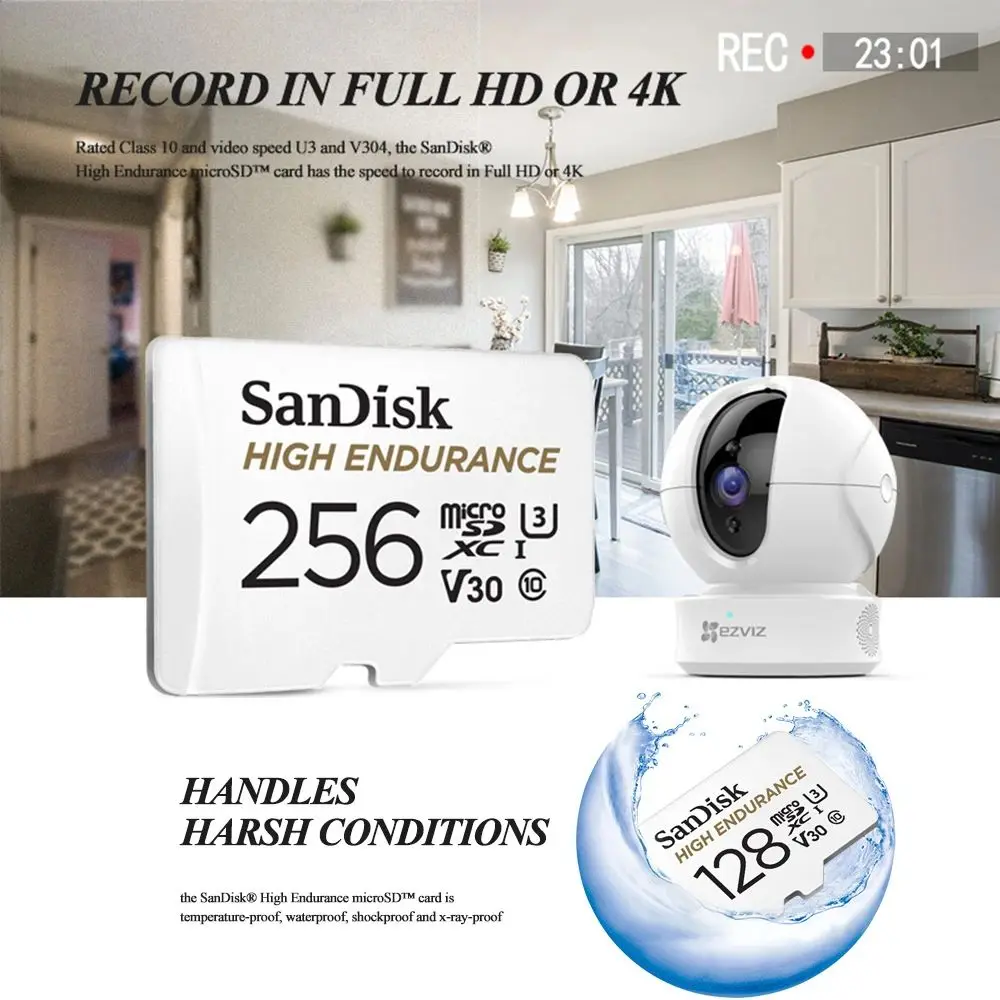 SanDisk 메모리 카드 최대 100 메가바이트/초 C10 4K UHD-I 마이크로 SD 메모리 카드 (대시 캠 홈 모니터 용)