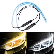 

2pcs LED DRL Car Daytime Running Light Flexible Waterproof Strip Auto Headlights White Turn Signal Yellow Brake Flow Lights 12V
