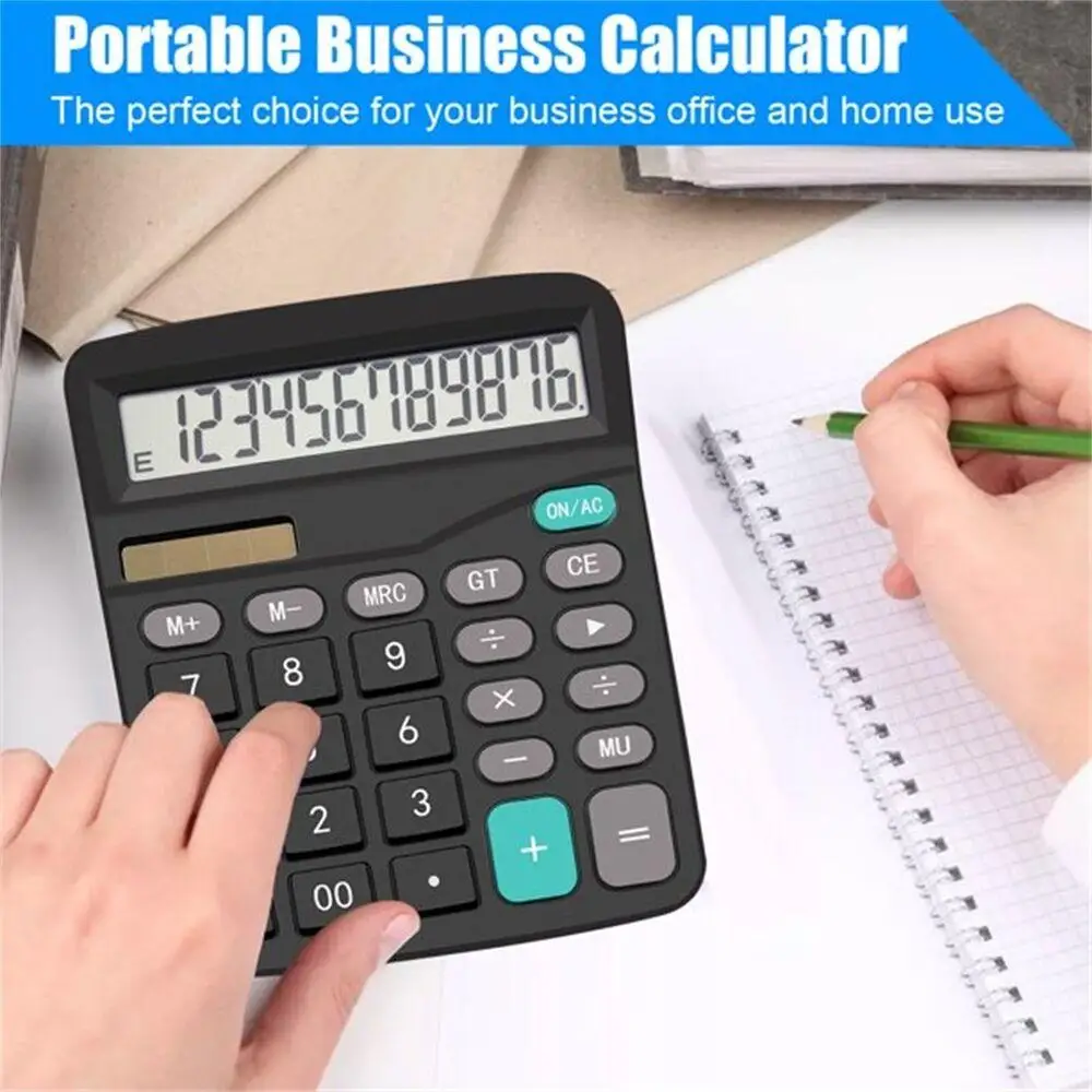 Solar/Battery Electronic Desk Calculator Extra Large Display Business 12 Digit