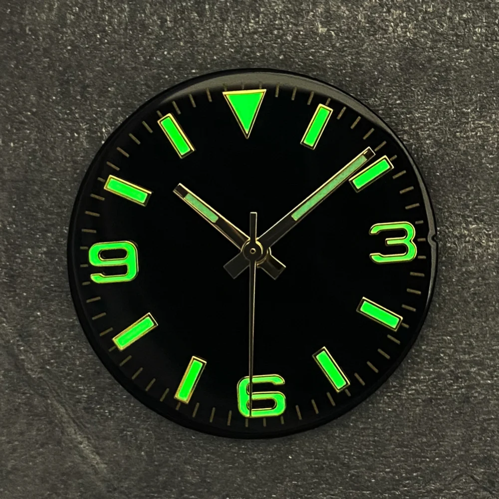 Watch Dial + Hands Green Luminous Sun Pattern Modified 369 Nail Men's Watch Faces Accessory Fit NH35/NH36/4R/7S Movement 28.5mm watch dial accessories,watch face accessories