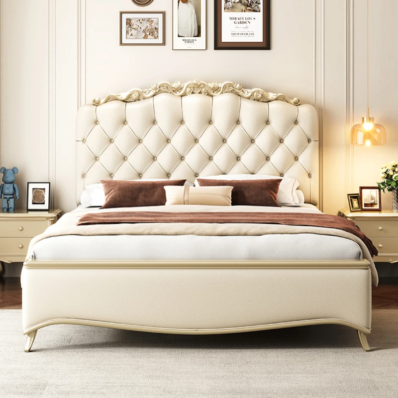 

White European Style Double Bed Aesthetic Designer King Size Twin Bed Frame High End Modern Wood Cama Box Casal Home Furniture