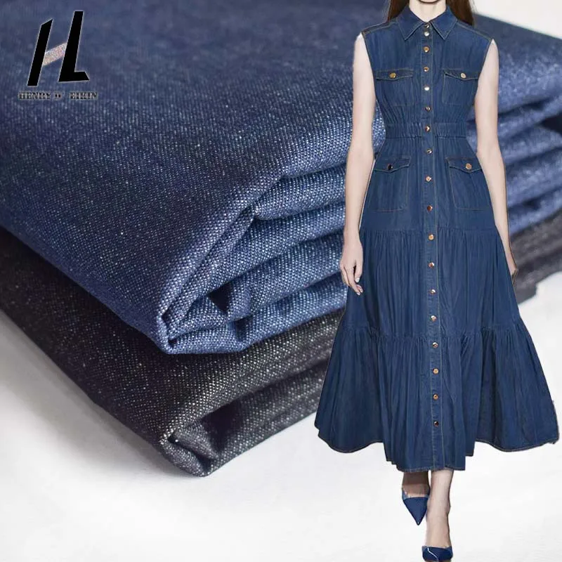 Ready Stock High Quality Jeans Fabric Denim Ideal for Fashionable Apparel Printed Women Dress