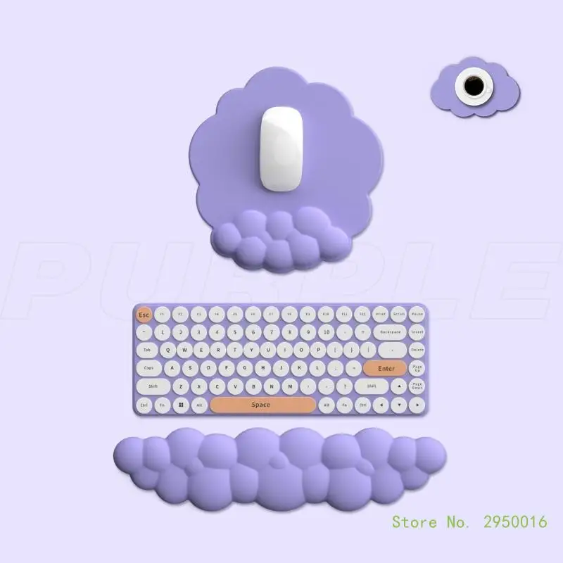 

Cloud Shape Wrist Rest Pad Mousepad Set PU Material Rubber Base Memory Foam for 100 Keys 87 Keys 68keys Keyboard