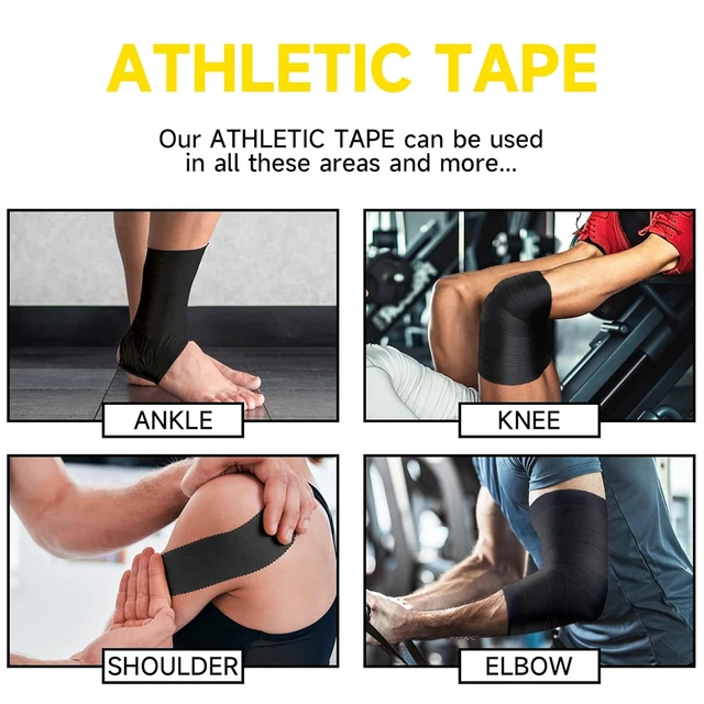 1 Roll Black Athletic Tape - No Residue Sports Tape for Wrestling & Gymnastics, Strong Hold & Easy Wrap, Stretch Support Tape 6
