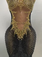 Sexy Sparkly Rhinestones Sleeveless Long Dress 2025 New Women Birthday Celebrate Evening Photo Shoot Stage Performance Costume - Image 6