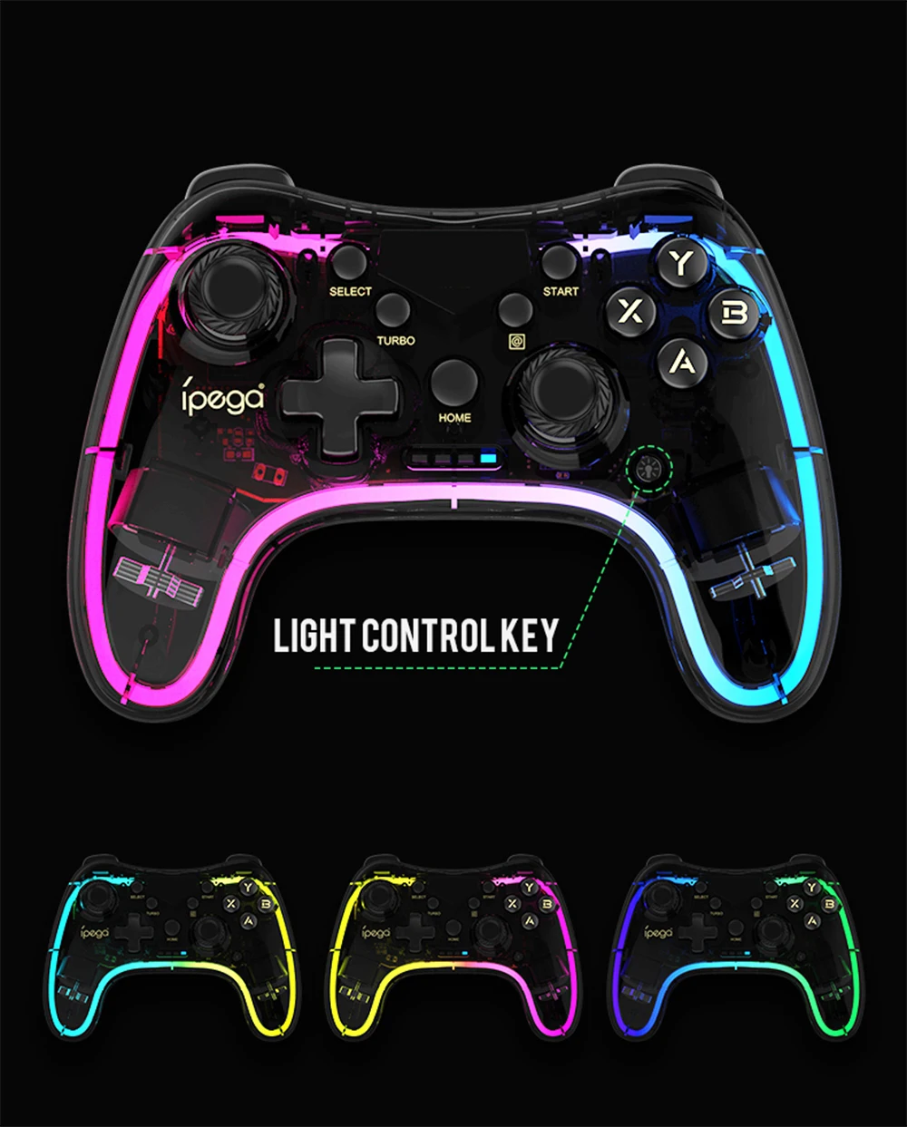 Manette de Jeu Bluetooth Colorée Transparente Ipega-1