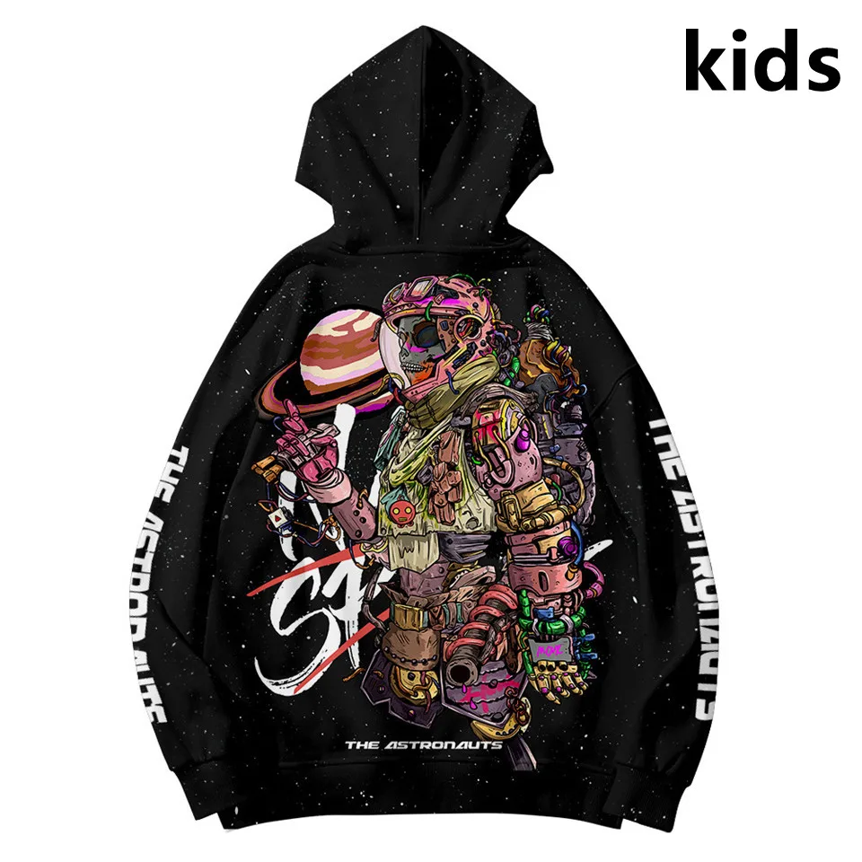 

2 To 14 Years Kids Hoodies Skeleton Astronaut Print Hoodie Sweatshirt Boys Girls Harajuku Cartoon Jacket Coat Children Clothes