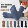 MiiOW Five Finger Sock Men Pure Cotton Split Toe Sock Winter Towel Bottom Terry Sock Deodorant Antibacterial Running Sports Sock