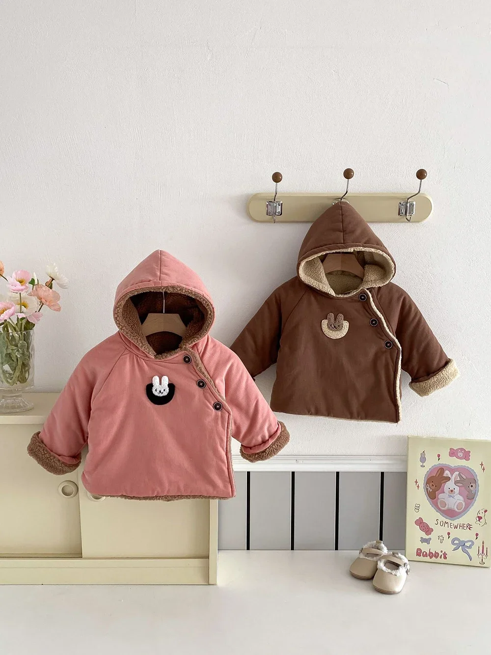 0-3 Y Baby Children's Parkas Toddler Girls Fleece Lining Hooded Coat Boys Warm Thicking Jacket Winter Kid's Clothing