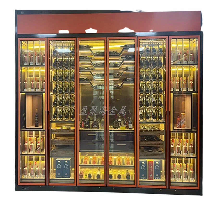 Stainless Steel Wine Rack Display Design Luxury Glass Dinning Room Thermostatic Wine Cabinet Restaurant Kast Club Furniture