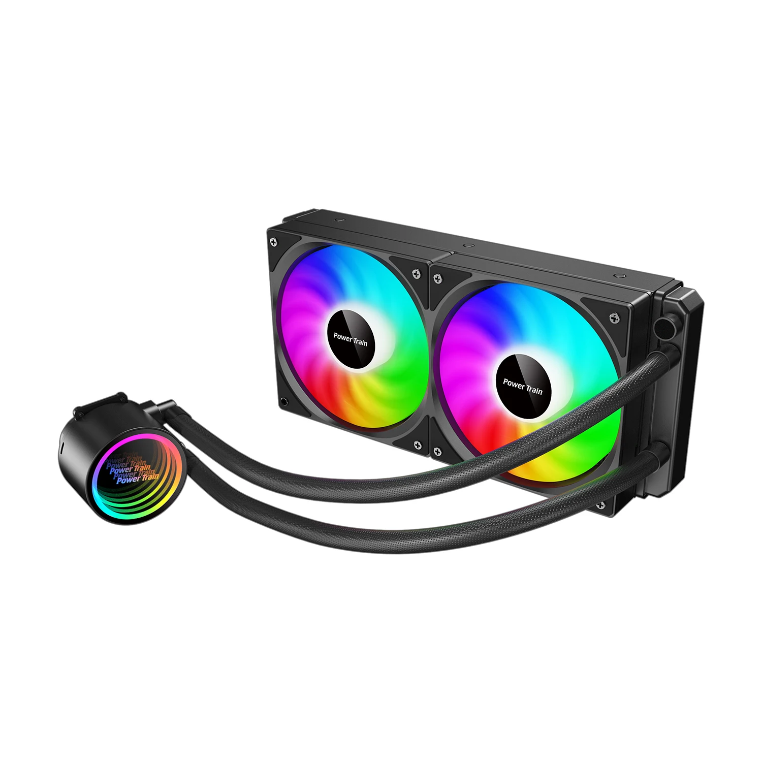 POWER TRAIN Liquid CPU Cooler DL240A, White Black ARGB, All In One Water Cooling Radiator, 5V 3PIN ARGB Fan, CPU Liquid Cooler - Image 2