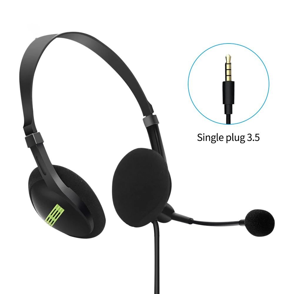 1pc 3.5mm Noise Cancelling Wired Headphones Microphone Universal USB Headset With Microphone For PC/Laptop/Computer