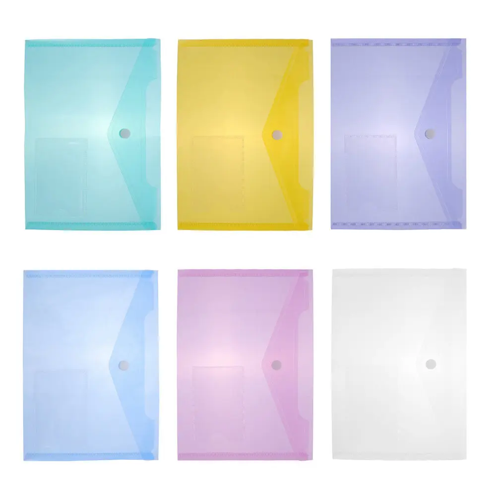 6Pcs A5 플라스틱 파일 가방 비즈니스 여행을위한 강력한 걸쇠 보안 문서 홀더 홈 조직 슬림 휴대용 파일 폴더