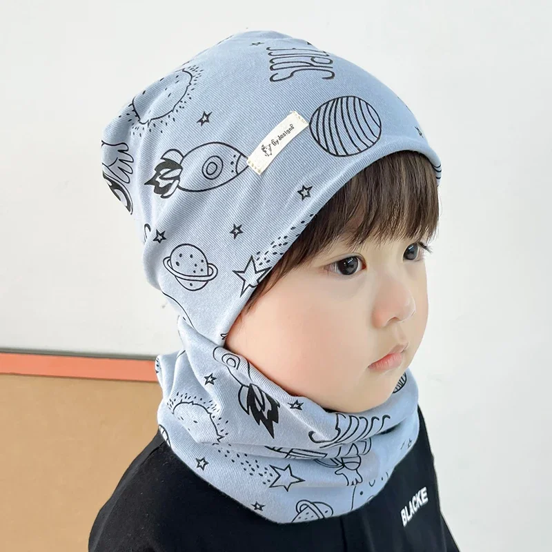 Cotton Baby Hat Scarf Set for Kids Winter Spring