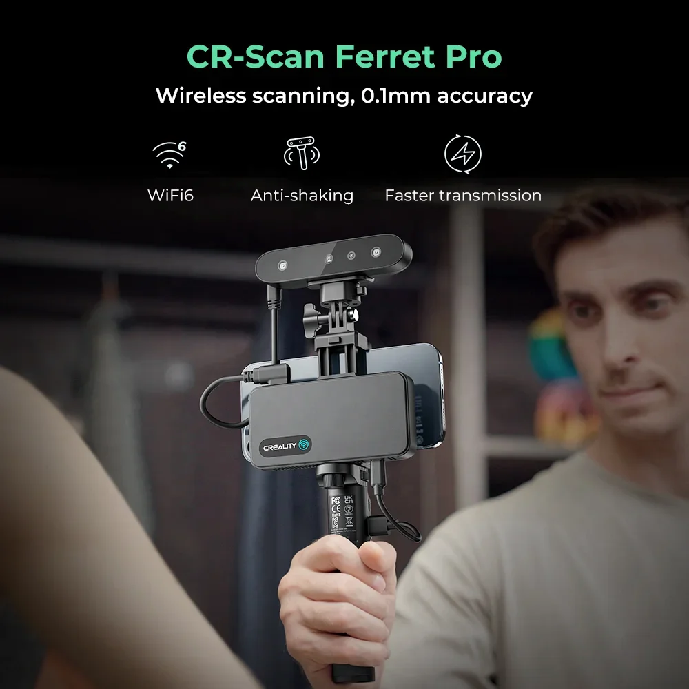 Creality 고정밀 배송 준비 완료, 0.1mm CR-Scan Ferret Pro 산업용 신체 치과 쥬얼리, 휴대용 3D 스캐너