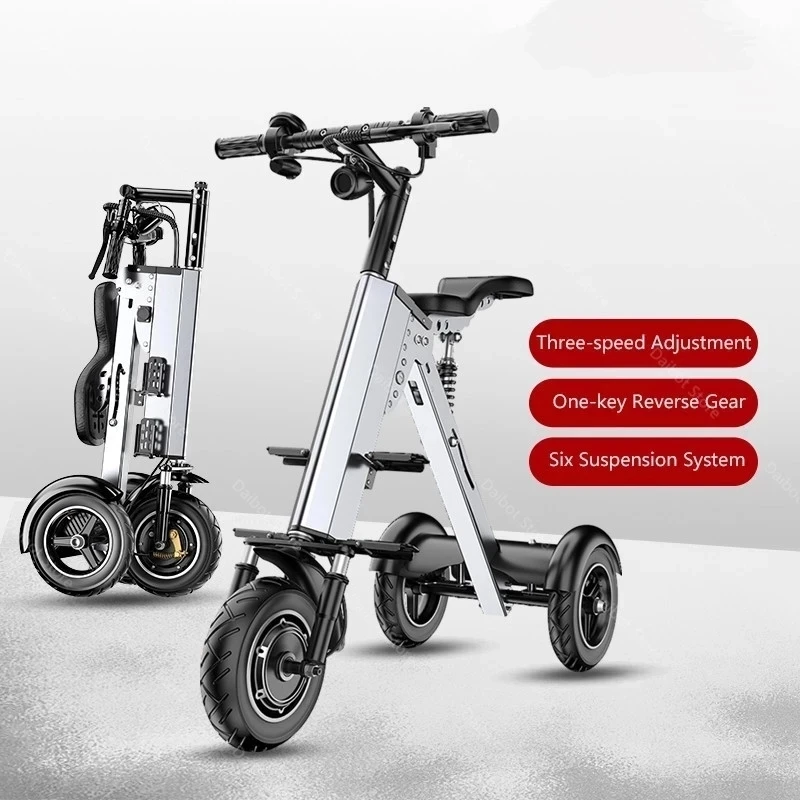 10'' Electric Bike Off Road Electro-tricycle 36V 350W Brushless Motor Portable Fold Adult Kick Scooter Hydraulic Shock Absorber