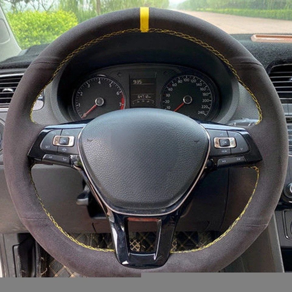 Anti-Slip Suede Leather Car Steering Wheel Braid Cover For Volkswagen VW Golf 7 Mk7 New Polo Jetta Passat B8 Tiguan Sharan