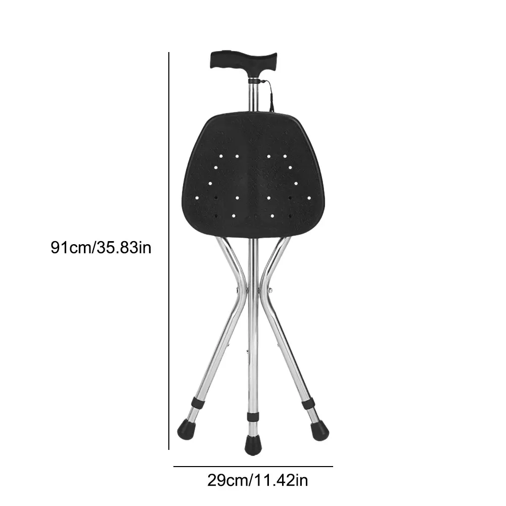Folding Walking Cane with Seat for Seniors & Adults 300 Lbs Capacity Walking Stick Portable Crutch Chair 5
