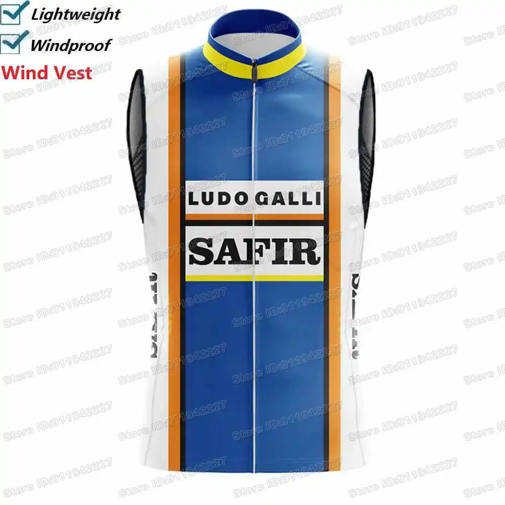 2025 Retro Team SAFIR Cycling Vest Windproof Men Windvest Road Bike Jersey Sleeveless Bicycle Windbreaker MTB Clothing