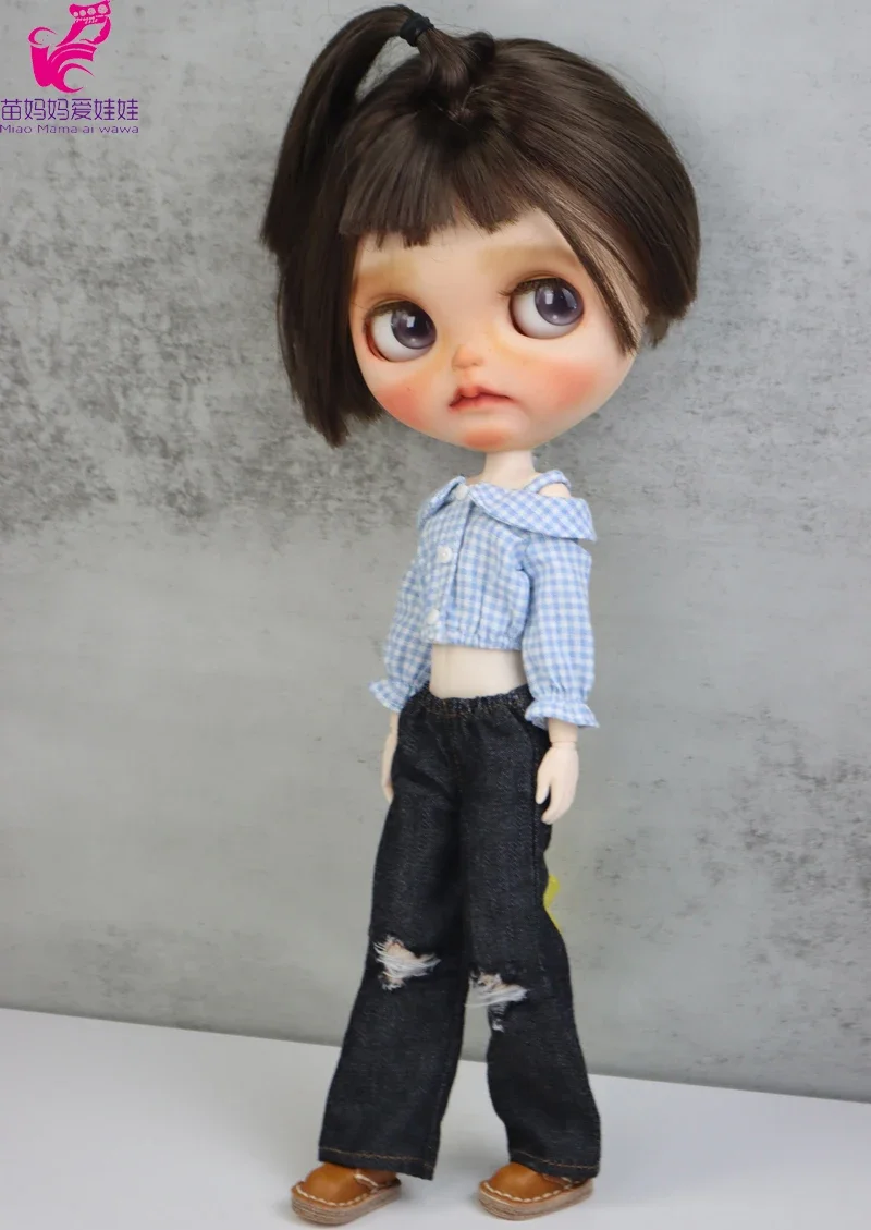 For Blythe Doll Clothes Bell-bottoms Jeans Pants for Ob24 Ob22 Azone Dolls Outfit