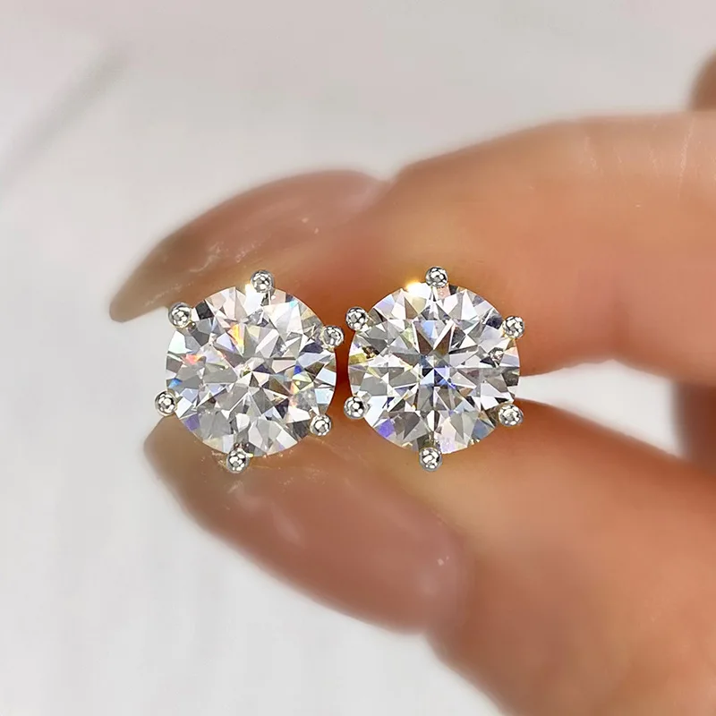 Radiant Moissanite Elegance in Sterling Silver Earrings