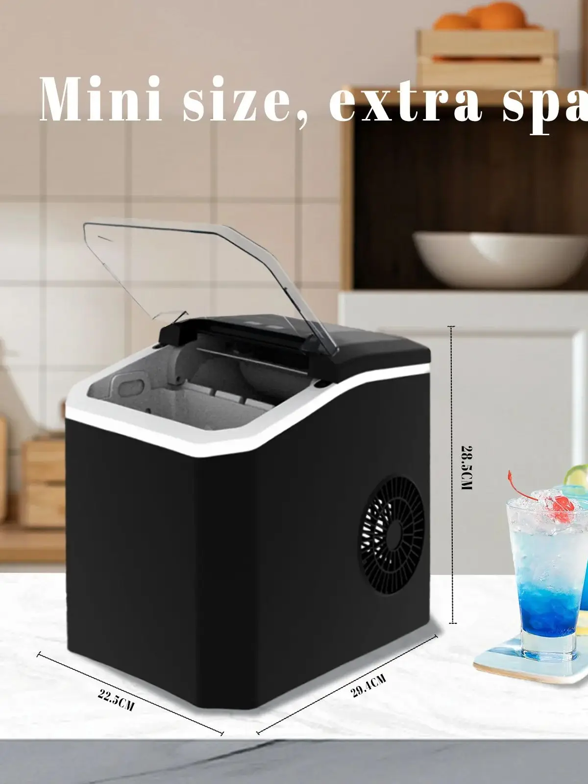 Countertop Ice Maker Machine Portable Ice Makers Countertop Make 12kg ice in 24 hrs Cube Ready in 6-13 Mins