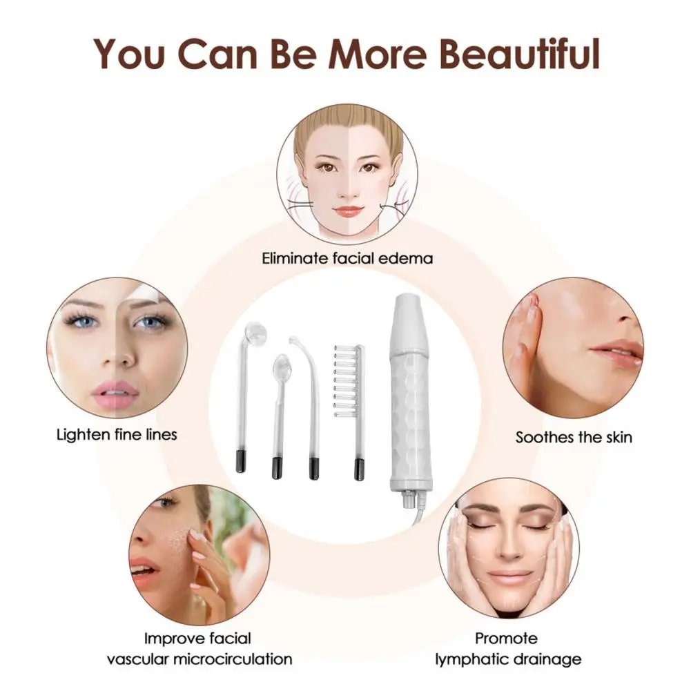 

Easy to Use High Wand Portable High Face Wand with 4 Different Tubes Handheld Multi-function Electrotherapy Machine for Painless