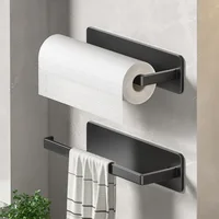 Kitchen Paper Towel Holder Wall Mount Nail-Free Kitchen Bathroom Toilet Lengthen Storage Rack Towel rack Self-Adhesive Roll Rack 1