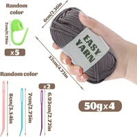 MIUSIE 4Pcs 50g Beginners Crochet Yarn Easy Beginner Yarn Easy-to-See Stitches Cotton-Nylon Blend Yarn for Crochet Kit Making 2