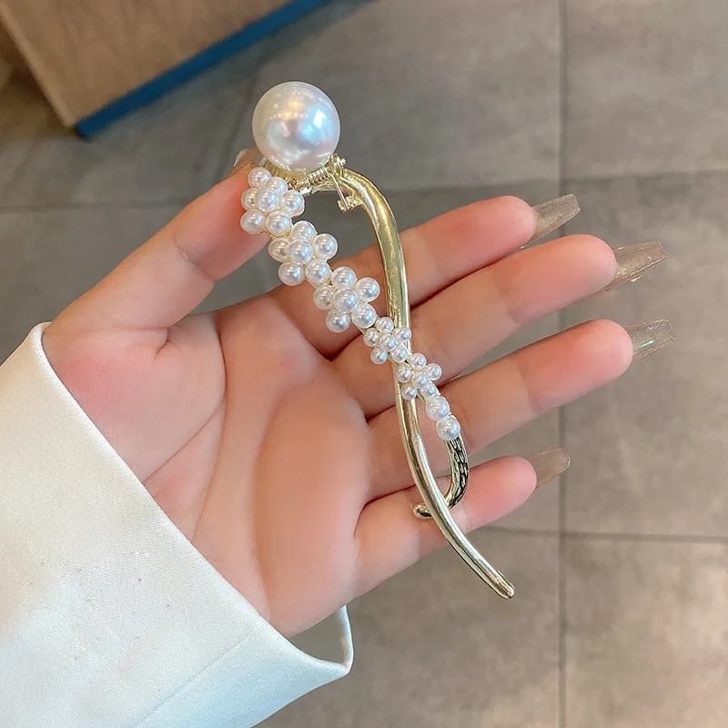 Koreanische Metall Geometrische Perle Haar Clips Haarnadeln Mode Süße Pferdeschwanz Clip Barrettes Grips Headwear Frauen Haar Zubehör – Detail 9