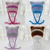 Cat Ear Contrast Stripe Splicing Handmade Colorful Dot Imitation Mink Velvet Hat Cute Little Sister Ear Protection Warm Hat 5