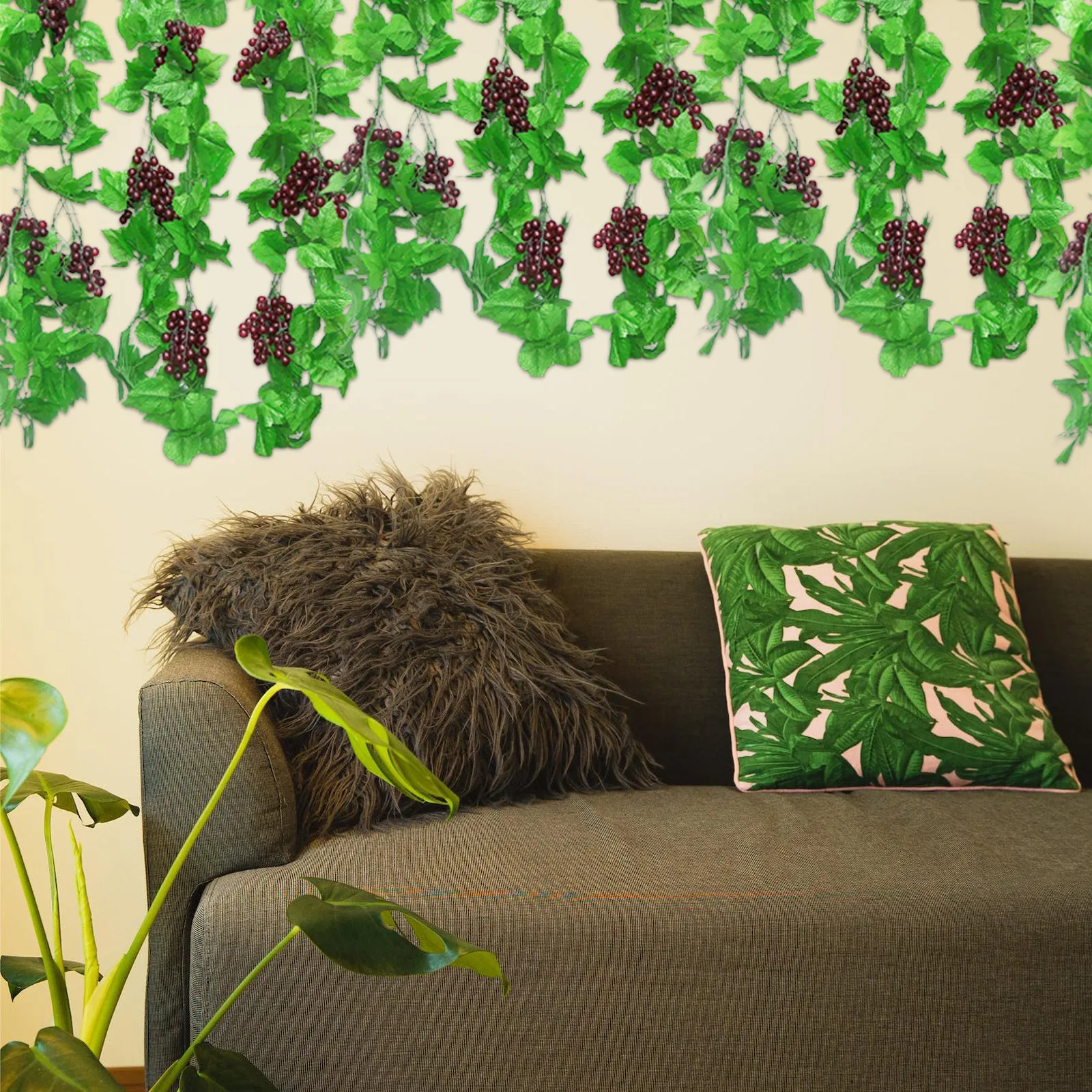 Description Picture 5 of item4 Pieces Artificial Vines Grape Vines Simulation Fruits With Grapes  Artificial Artificial Vines Fruit Grapevines