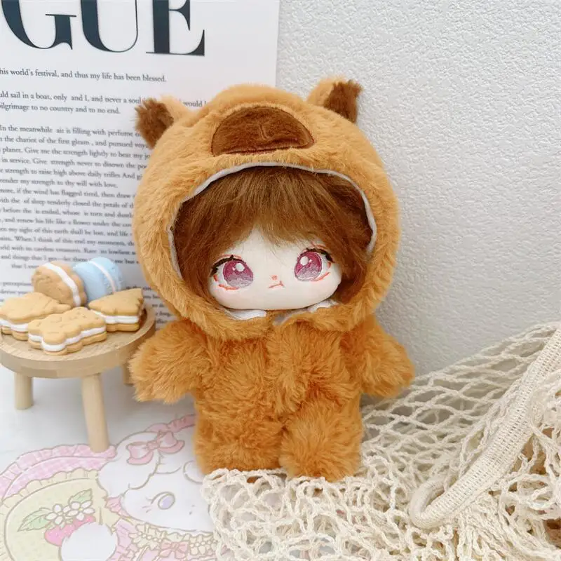 20cm Kawaii Cartoon Capybara Fluffy Coat Suit Plush Cotton Doll DIY Clothes Accessories Stuffed Toy for Kids Girls Birthday Gift 4