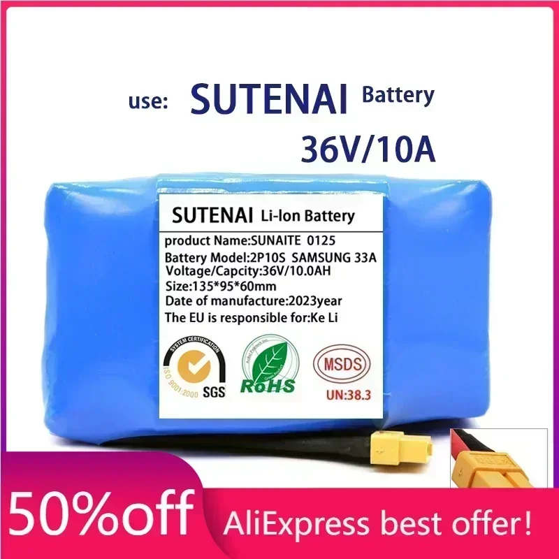 

36V 18650 Battery Pack 10000mAh Rechargeable Lithium ion battery for Electric Self Balancing Scooter HoverBoard Unicycle