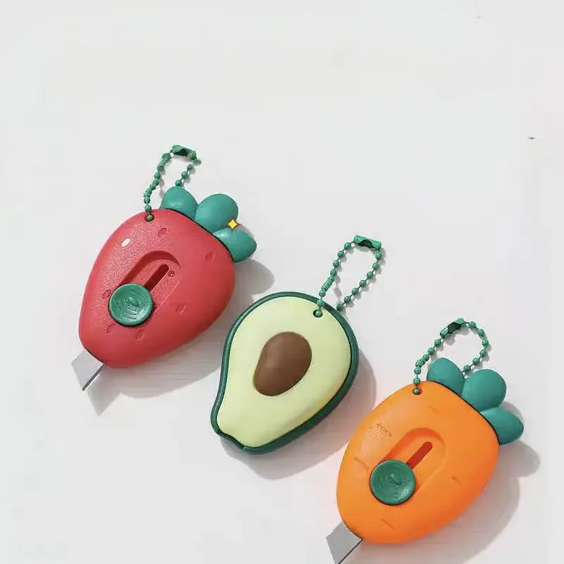 Cute Portable Mini Knife Avocado Strawberry Fruit Art Utility Knife Express Box Paper Cutter Craft Wrapping Tool 1PCS/3PCS