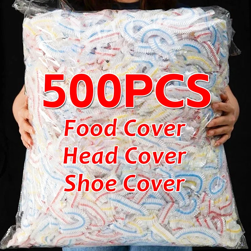 

Transparent Disposable Food Cover Colorful Elastic Plastic Wrap Fruit Food Covers Storage Bag Kitchen Fresh Saver Bags Organizer