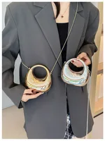 Mini sac de soirée doré, sacs à main et sacs à main de luxe de styliste, sacs à bandoulière forme drôle, pochette en acrylique brillant pour fête de mariage 3