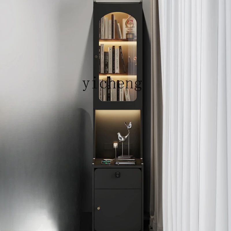 

Zf Simple Modern Bed Headband Bookshelf Home Bedside Bookcase Integrated Narrow Safe Box Black