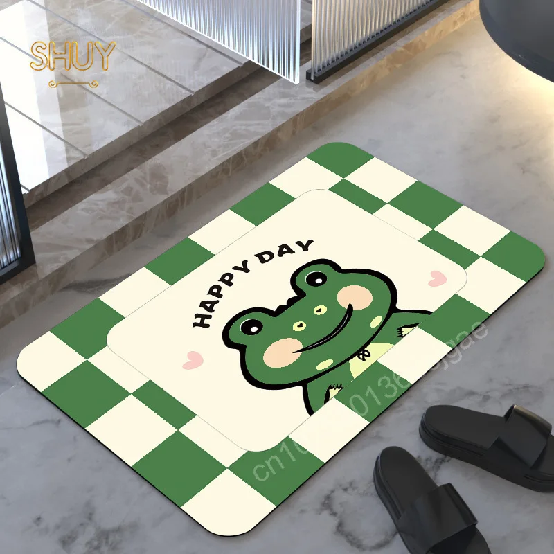

Cute Animals Print Living Room Rug Anti-slip Doormats Entrance Simple Geometry Mat Flannel Kitchen Carpet Bedside Floor Mats
