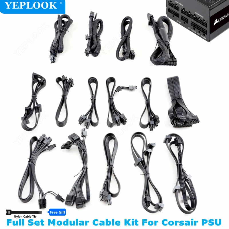 Type 4 Modular Cable Kit For Corsair Rm850 Rm750 Rm650 Platinum Psu Gpu  Pcie 8pin Dual 8pin Cpu 4+4pin Sata Molex 4pin Atx 24pin - Pc Hardware  Cables & Adapters - AliExpress