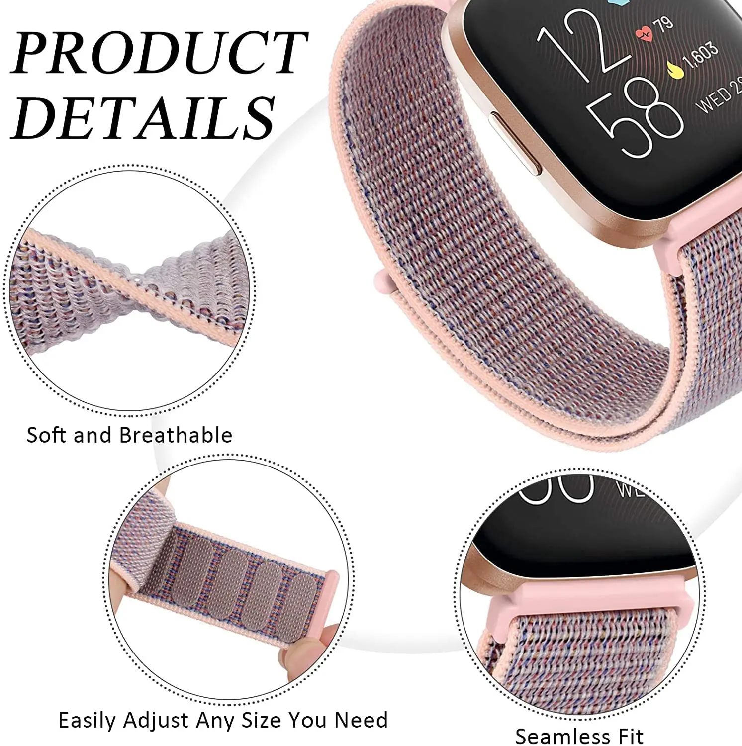Nylon Strap for Fitbit Versa band Smart watch replacment