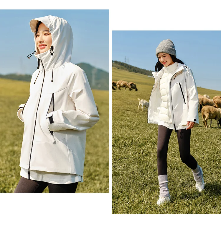 Down Jacket Women Three-Defense Rainproof Windproof Moisture Permeable Three-in-One New Winter Two-Piece Down Jacket