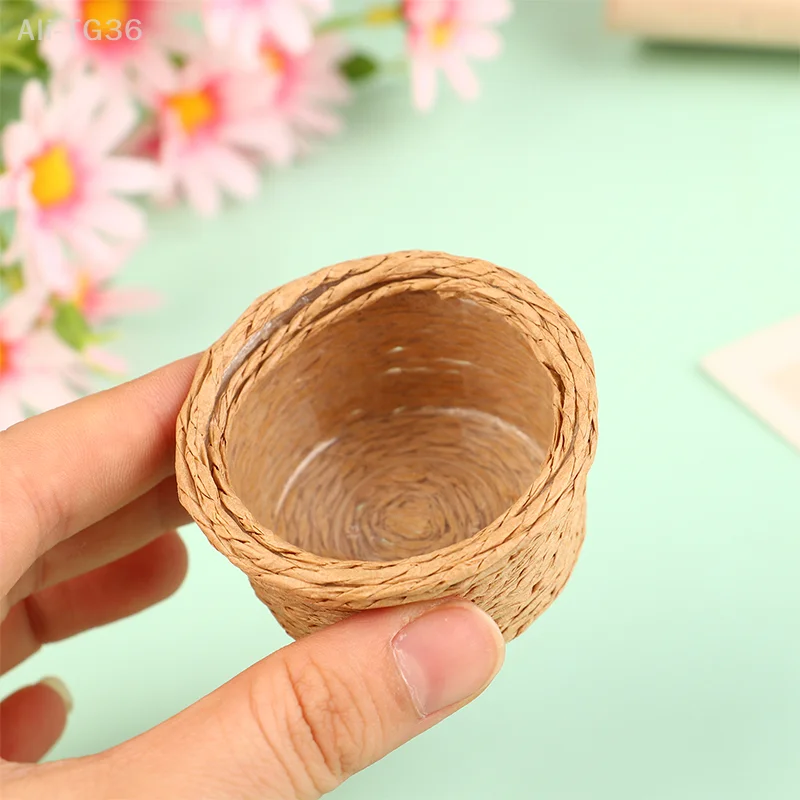 1Pc 1:12 인형 집 미니어처 위커 수납 바구니 인형 집 장 가짜 채소 및 음식 포함 장난감 액세서리
