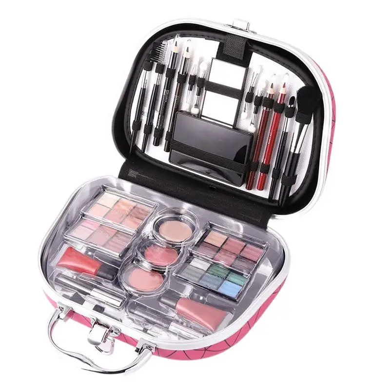 face Makeup kit Women's Full Makeup Kit lip brush,eyebrow brush,eye pencil,lip pencil,applicator,mirror,lip gloss,eyeshadow,case