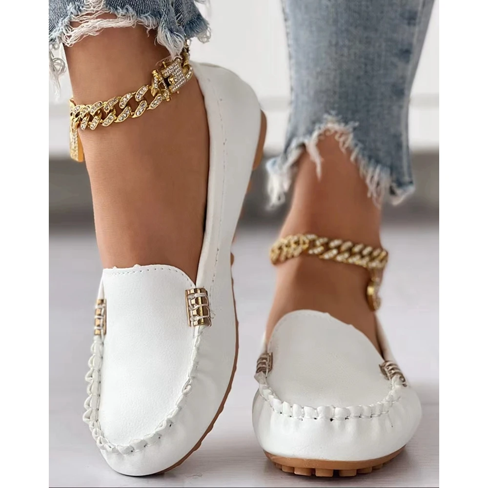 Going Out Ruched Detail Slip-on Loafers Flats for Women Spring Fashion Casual Round Toe Work Shoes Ruched Detail Slip-on Flats