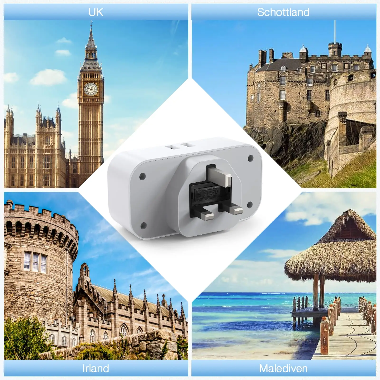 TESSAN-4  1 EU-UK  ,  2   USB (2.4A) 2 ,  ÷   , Ÿ C/F  Ÿ g